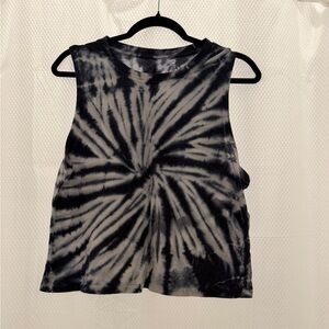 Stylish Black and White Tie-Dye Muscle Tee